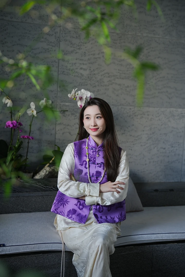 蓝大【池边树】新中式桑蚕丝马甲6692