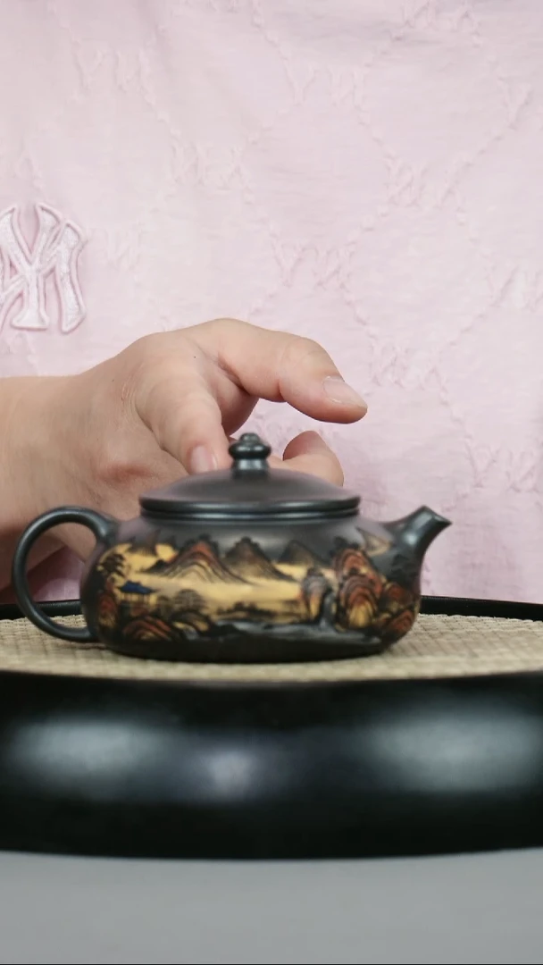 石黄 寒江 彩刻山水