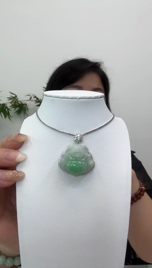 翡翠银S925镶嵌吊坠(赠链)佛公
