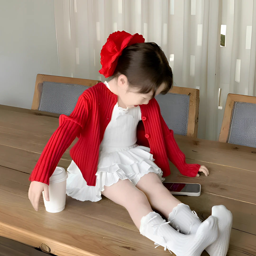 女童秋季新款三件套韩版女宝宝背心上衣百褶裙套装针织开衫外套