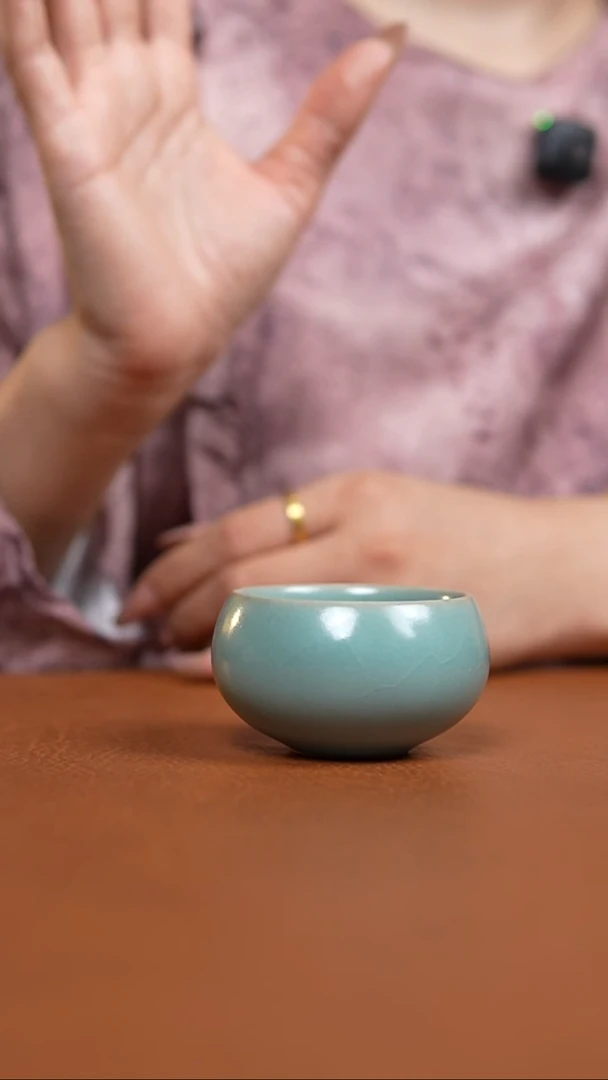 瓷片仿古天青小禅定杯瑕