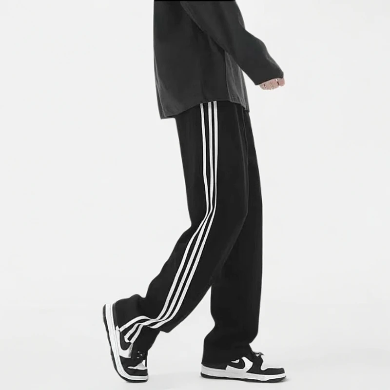 【小烈studio】春秋直筒百搭宽松潮流条纹ins高街休闲裤