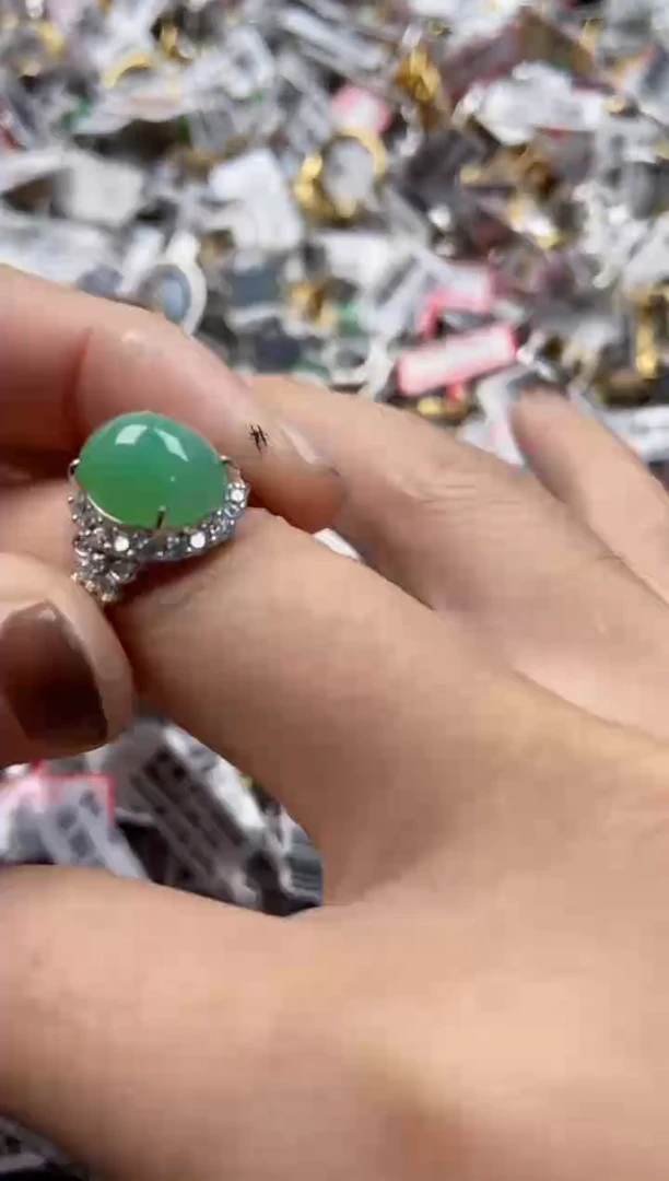 银S925镶嵌戒指翡翠6666----4