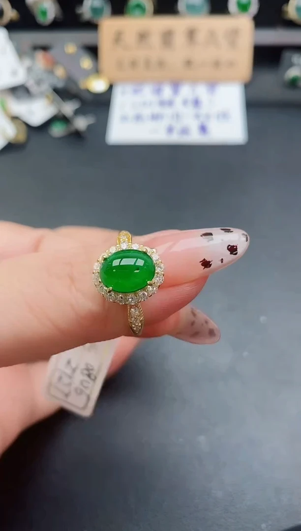 银S925镶嵌戒指翡翠1