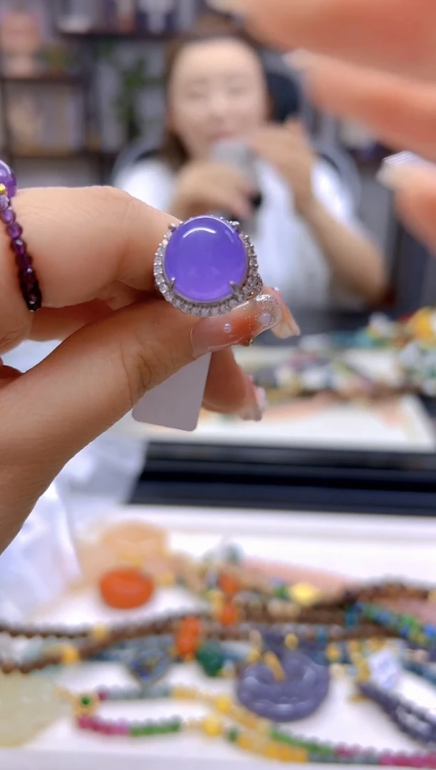 翡翠戒指银S925镶嵌DIY款J57