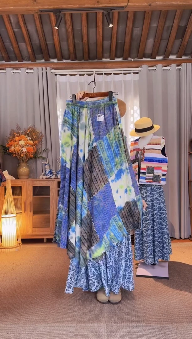 【闪购商品】设计师款方格拼接裙子