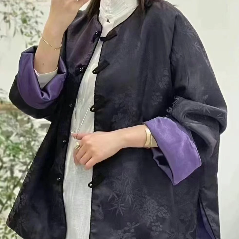 谢美丽-精选新款韵味紫色系提花外套新中式