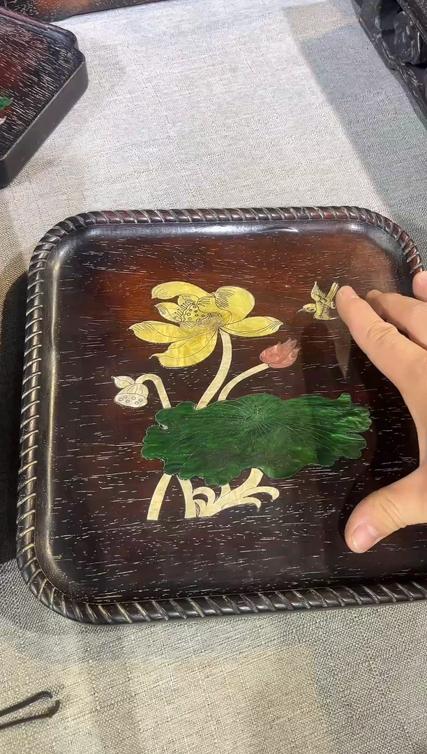 木紫檀一只鸟茶盘