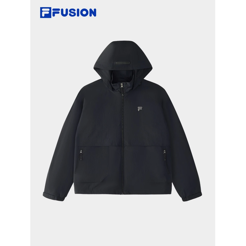 FILA FUSION斐乐潮牌梭织外套女25夏新款宽松连帽上衣T11W525703F