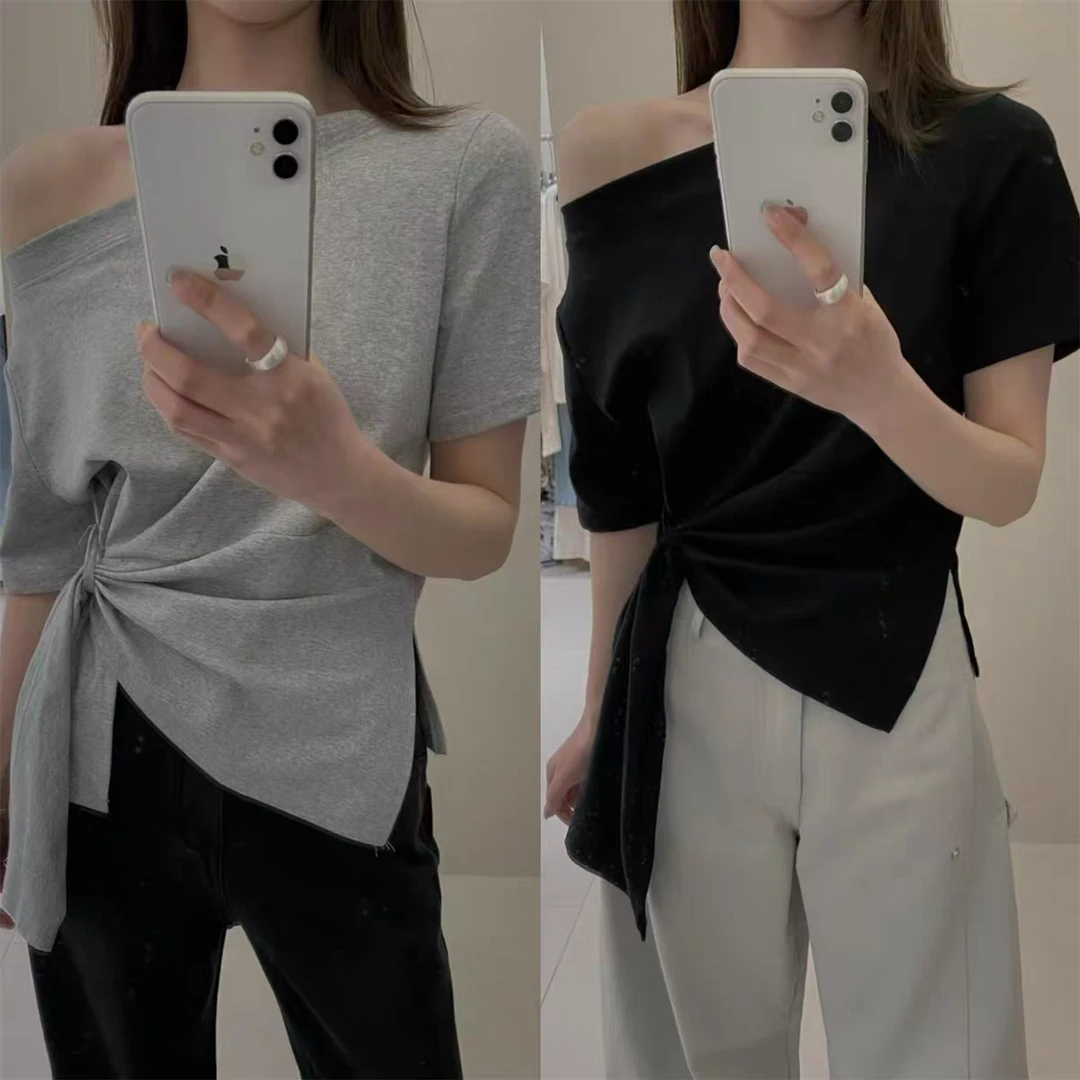 A.Li@夏季休闲短袖简约时尚小众褶皱2856