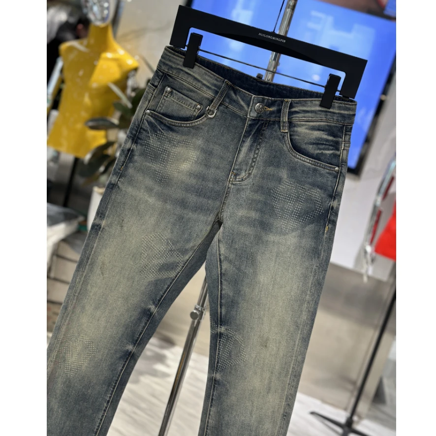 【发现者】2025新款欧货轻奢高工艺休闲男士复古蓝牛仔裤修身9003