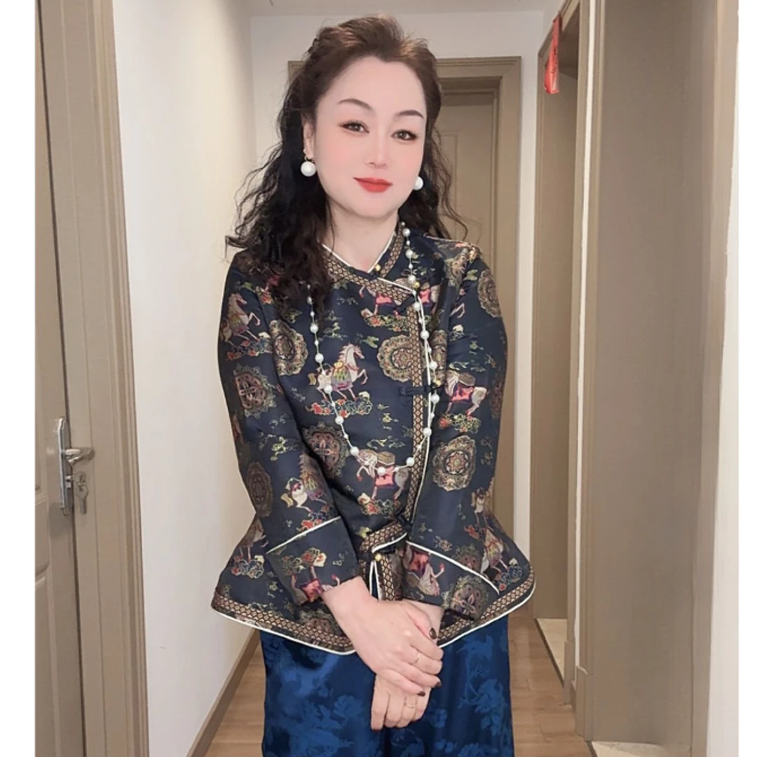 [JX888]马上来财外套 春款新中式单款提花长袖提花上衣休闲百搭