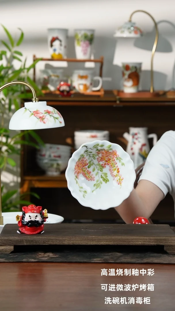 瓷片景德镇手绘釉中彩（食品级）花边碗