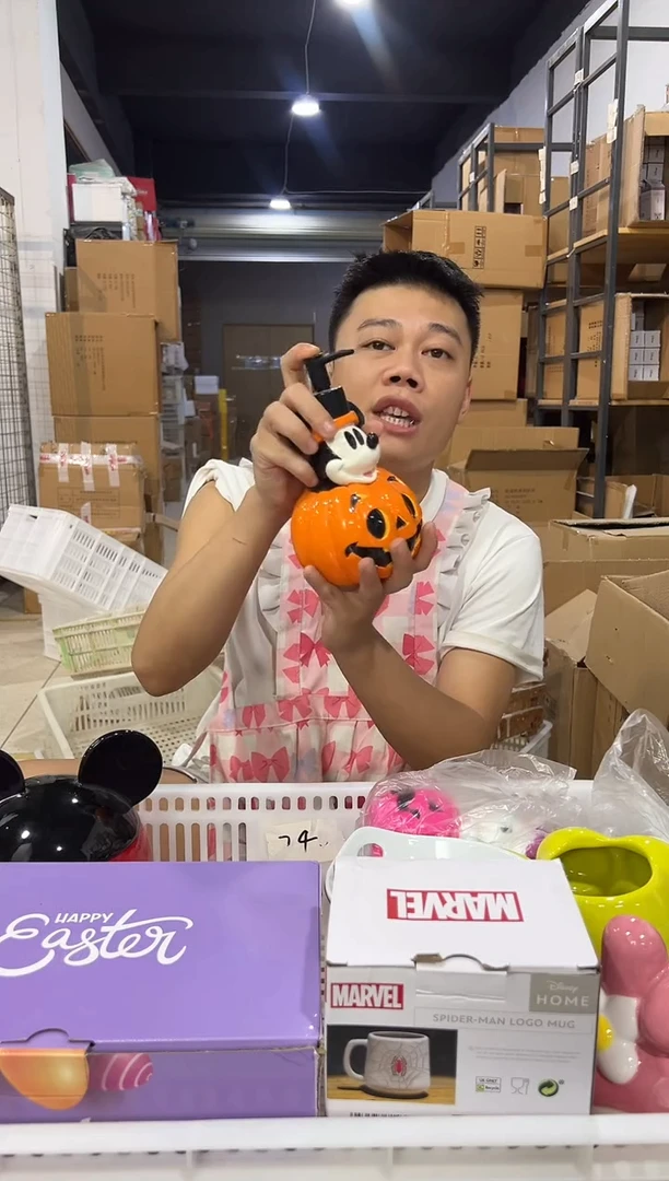 瓷片南瓜米奇按压瓶 树脂