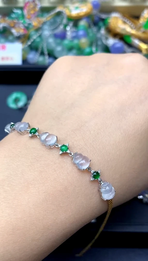 18K金镶嵌手链翡翠490-中国好珍宝