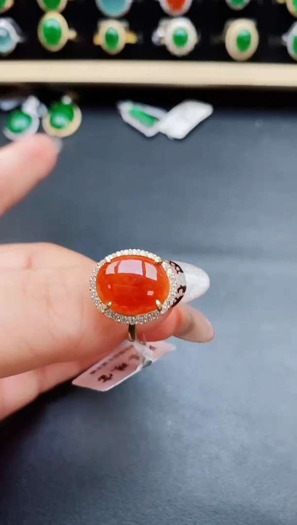 翡翠戒指银S925镶嵌50805