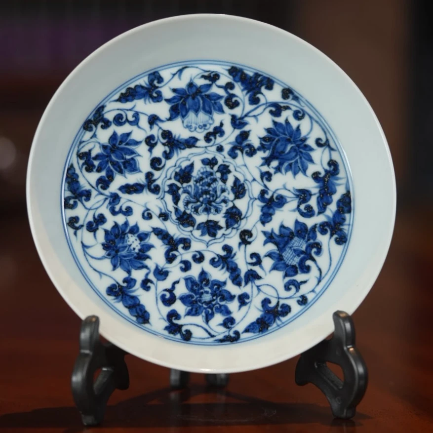【文堇堂】青花系列 景德镇手工手绘 缠枝花卉纹 壶承 752