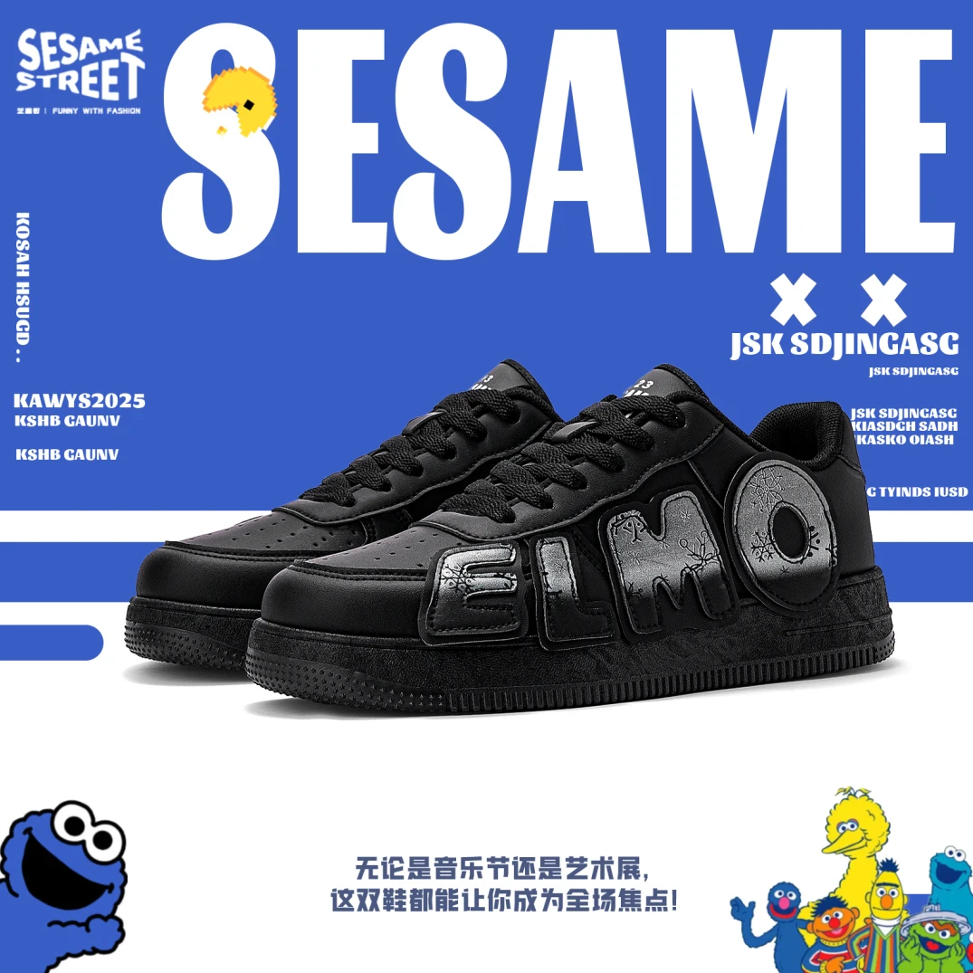 芝麻街2025秋季男鞋新款潮流个性低帮休闲鞋情侣款透气百搭板鞋