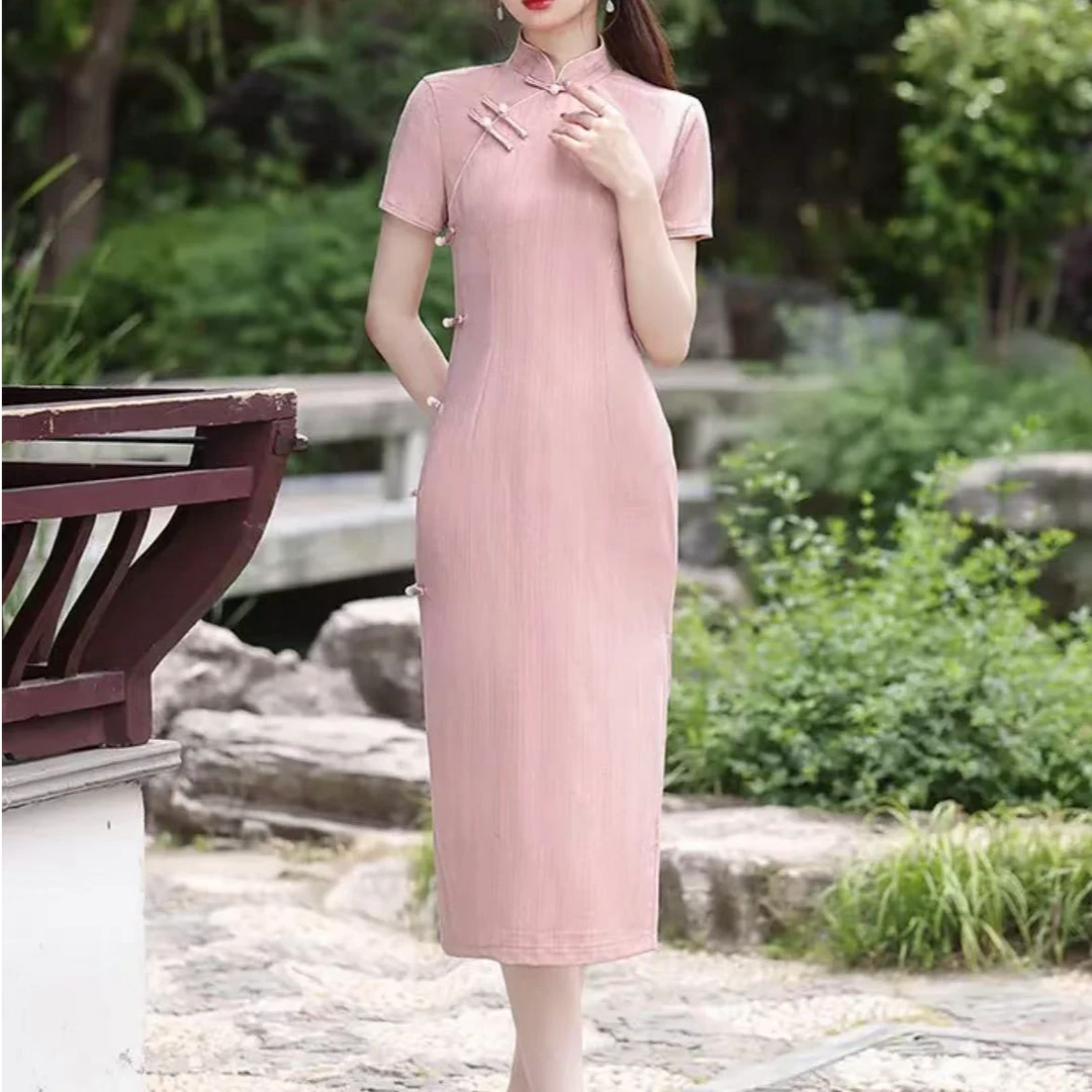 0522 粉色 纯色 素板 【粉颜】 旗袍【款式颜色以直播间为准】