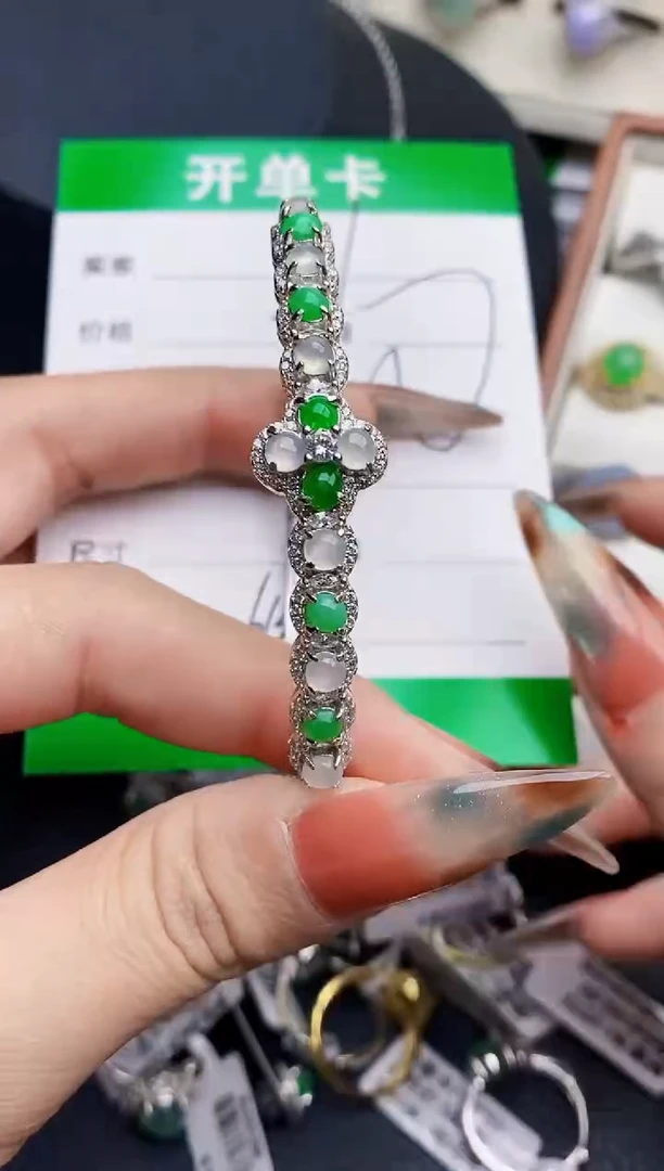 银S925镶嵌戒指翡翠6134