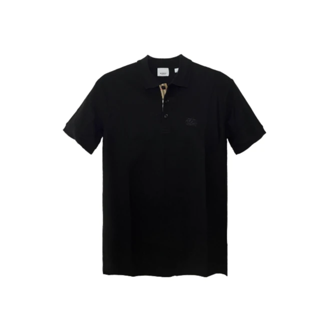Burberry博柏利SS23 经典Logo刺绣徽标翻短袖Polo衫黑色 80675821