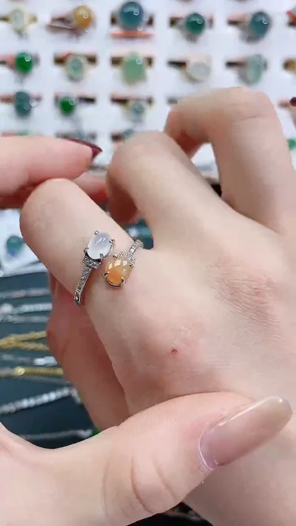 银S925镶嵌戒指翡翠天然翡翠