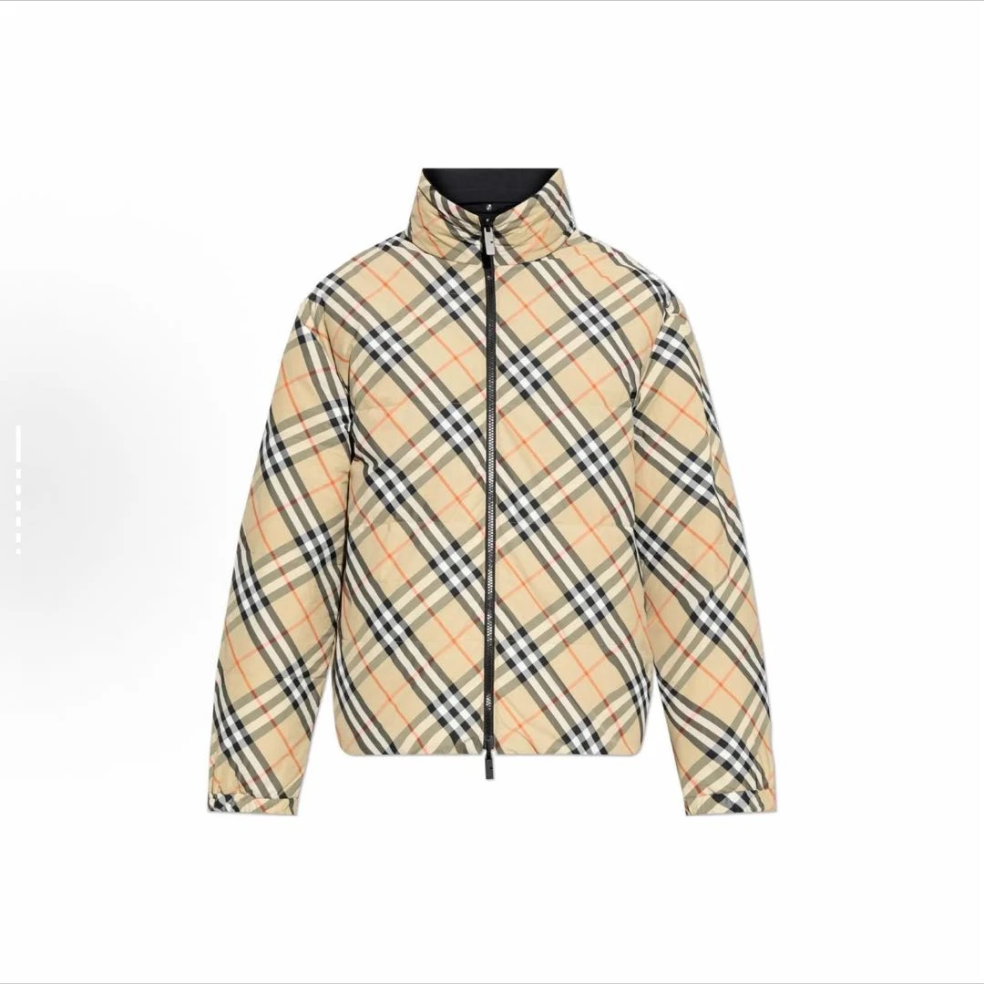 未使用 BURBERRY/博柏利 格纹双面穿立领拉链长袖羽绒服8096095