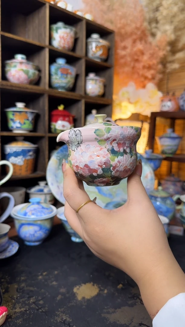 石一紫薇花手抓壶宝瓶