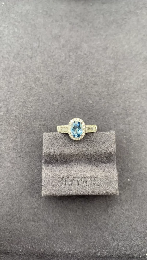 18K金镶嵌戒指海蓝宝石0.38ct海蓝宝 定制 FH