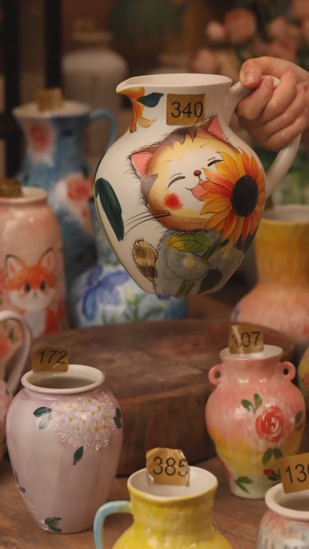 陶瓷340景德镇设计师手作花器摆件侘寂风