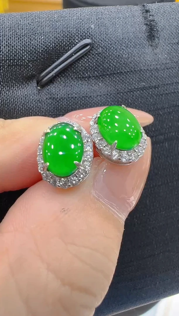 银S925镶嵌翡翠耳饰多样性团购发货一件