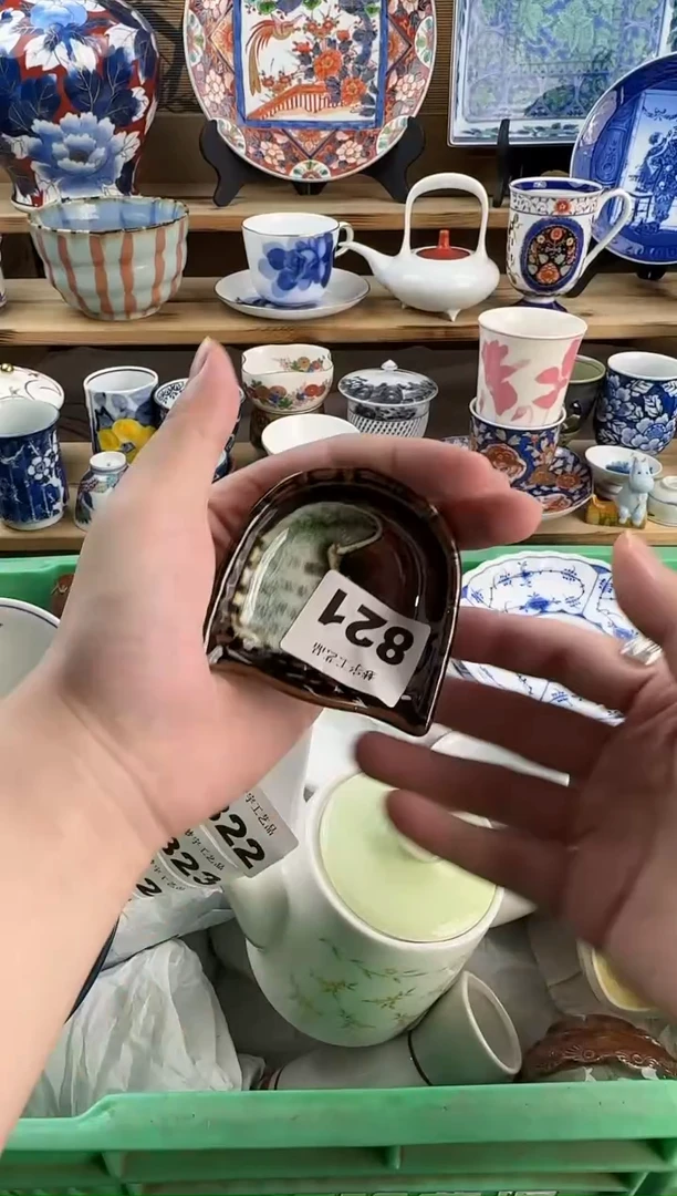 瓷片小*青花手绘釉下彩  821