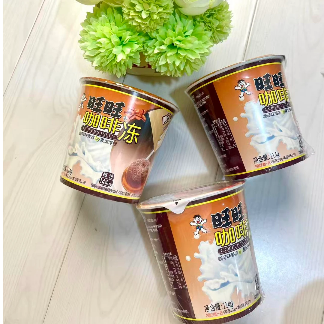 旺旺果摇摇冻咖啡茶冻粘粉果冻114克*4盒/+2包抽纸