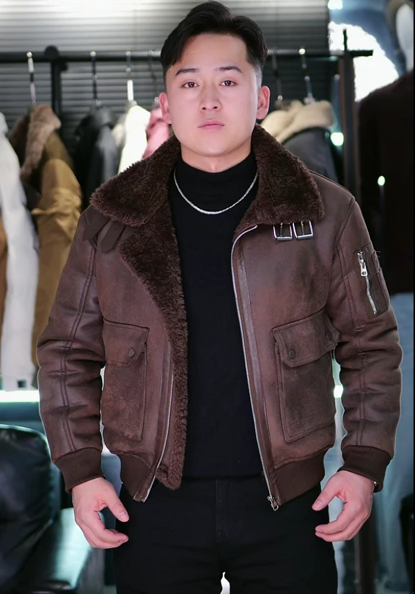 2025冬季新款时尚皮毛一体翻领休闲高级百搭外套（25023）