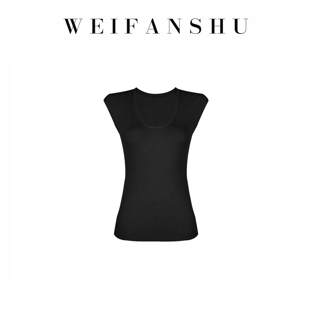 WEIFANSHU/魏凡舒【简约调性】春夏新款纯色U领简约气质显瘦上衣