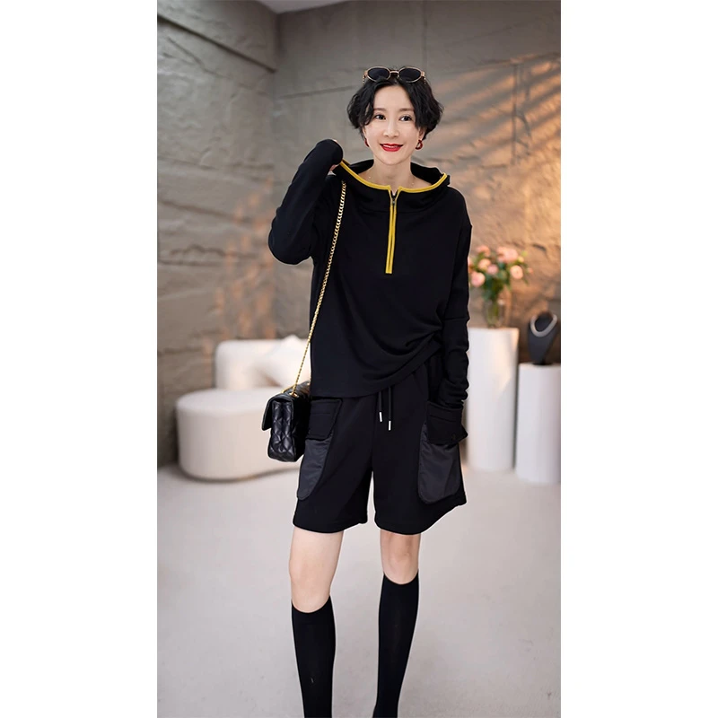 冬季新款休闲打底衫时尚宽松秋冬显瘦加厚连帽上衣3905