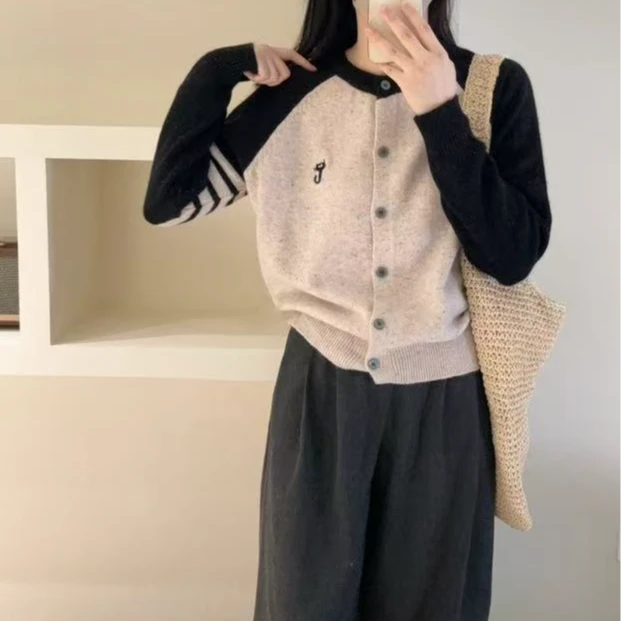 【安沐】拼接针织衫