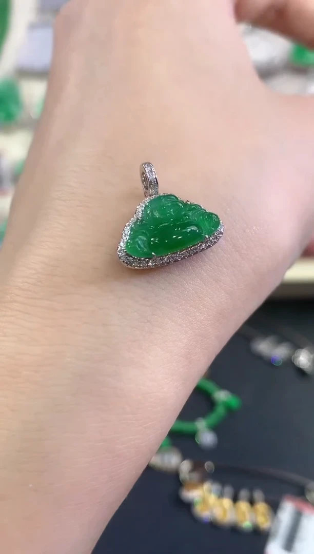 翡翠18K金镶嵌吊坠(不含链)B50 多样性一件发货