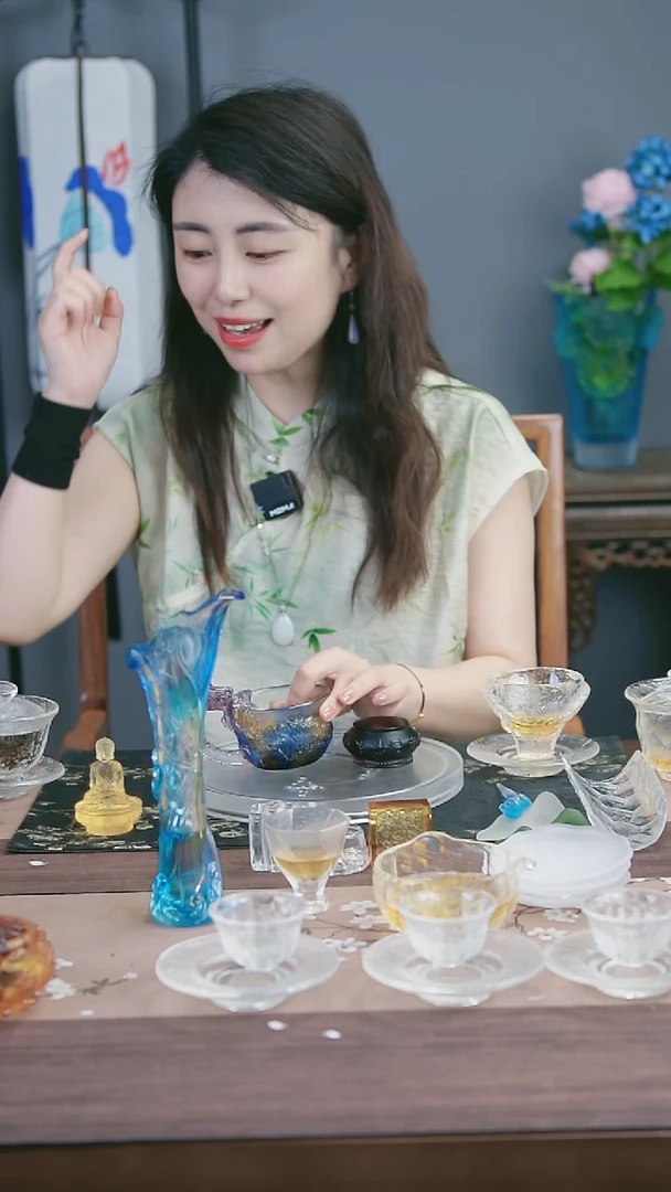 琉璃手工艺品紫色带把手龙杯