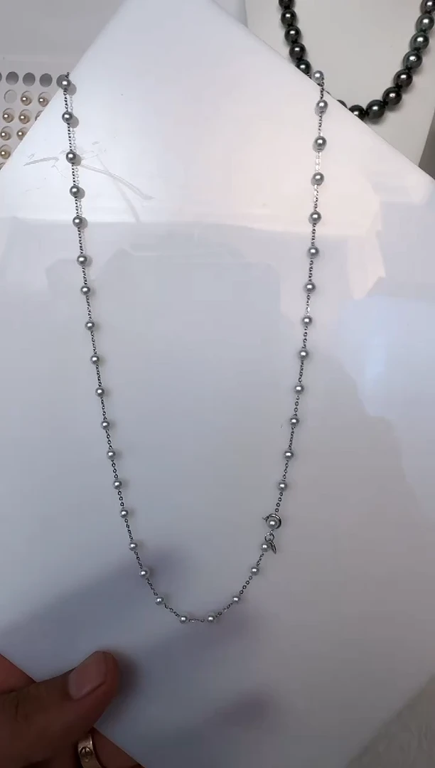 淡水珍珠银S925镶嵌颈饰项链