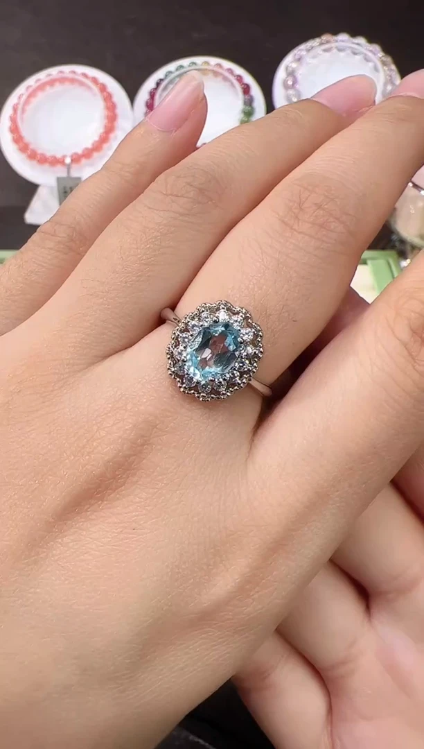 银S925镶嵌戒指托帕石悦607