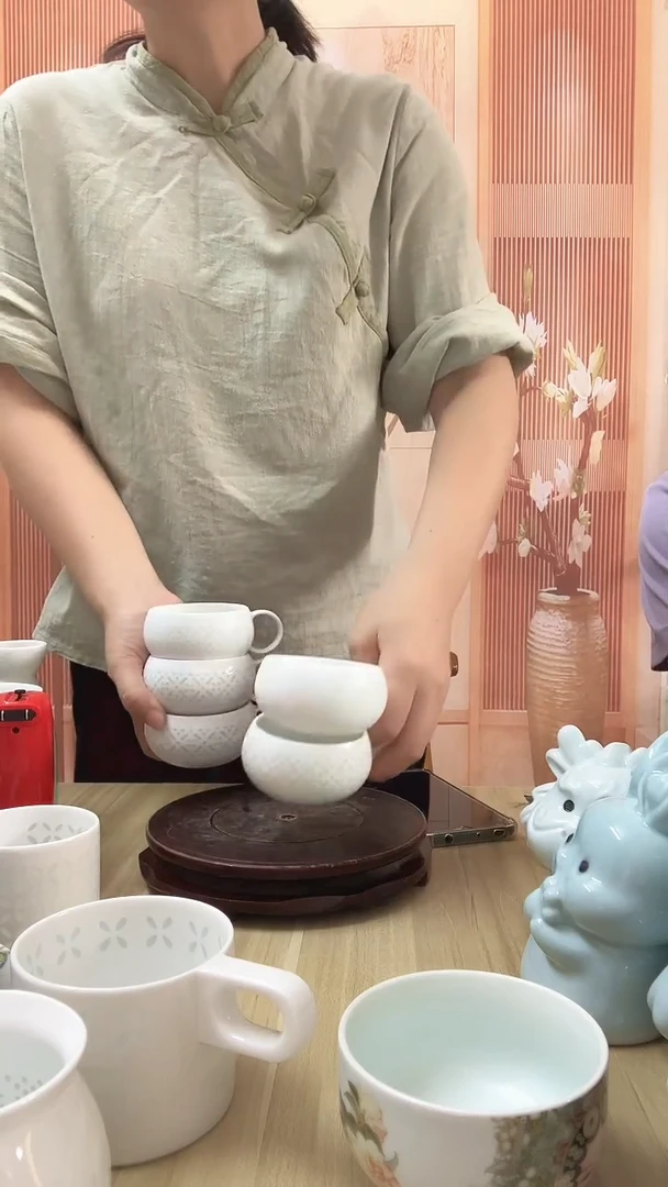 瓷星***u玲珑小咖啡杯3个
