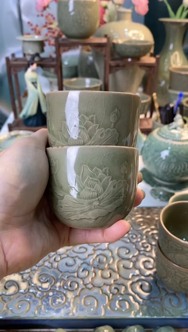 【闪购商品】微瑕TS032【荷花】直 不倒杯 两只