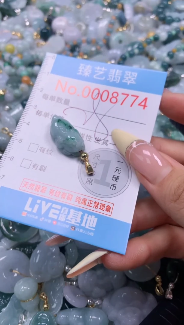 翡翠未镶嵌颈饰含绳08774