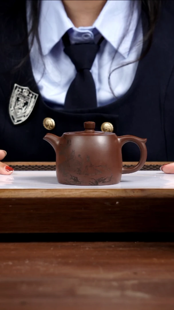 茶壶紫砂80年代一厂老紫泥井栏200CC