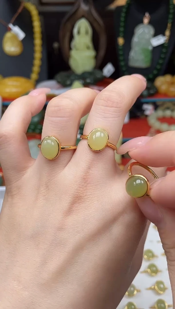 和田玉戒指银S925镶嵌戒指多样性发其一f132