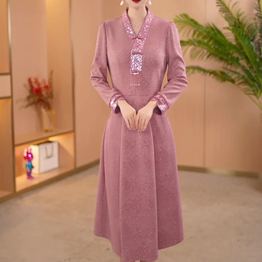 【宸紫女装】25139秋季穿搭连衣裙时尚大气收腰修身显气质显瘦洋气