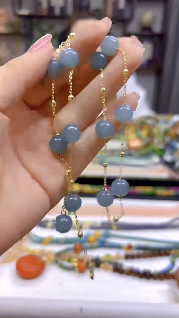 翡翠银S925镀金镶嵌项链DIY款X630