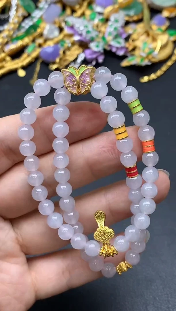 足金镶嵌手链翡翠413-中国好珍宝