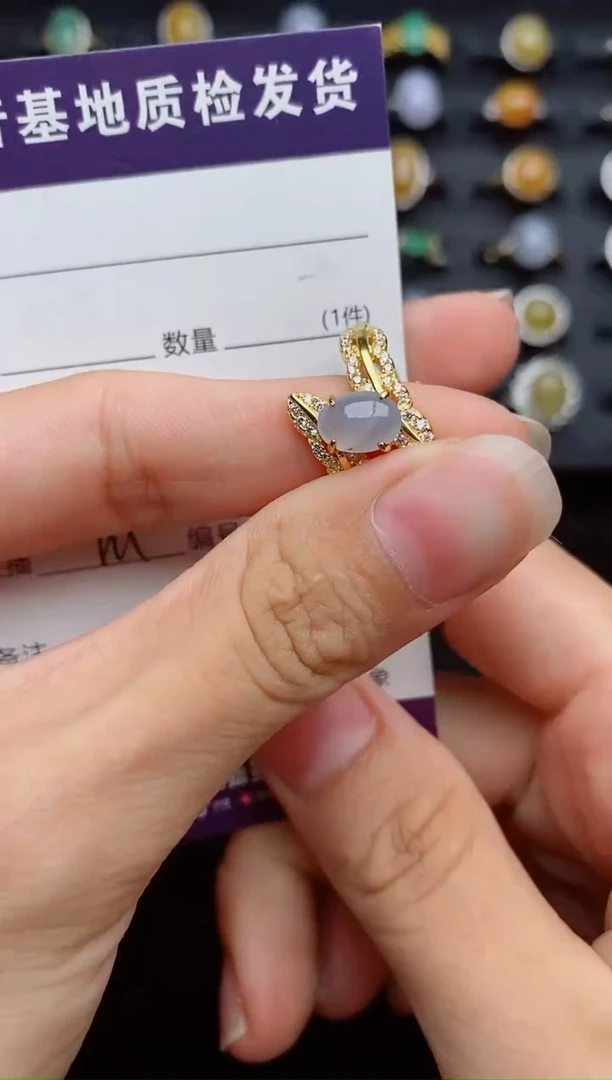 银S925镶嵌戒指翡翠1